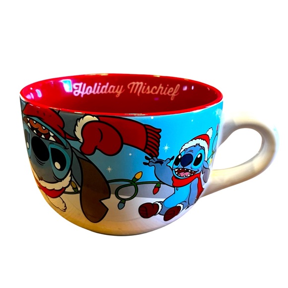 Disney Stitch Mug Xtra Large Ceramic Christmas Lights “Holiday Mischief” - Picture 1 of 5
